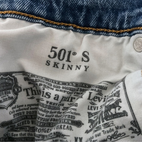 Levi's 501 S Jeans Sz 29 Skinny Button Fly Classic Denim - Picture 12 of 14